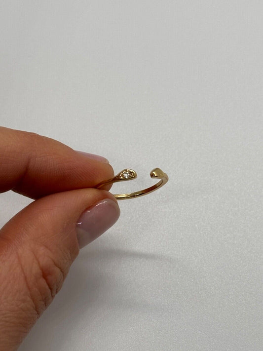 925 Sterling Silver Gold Plated CZ Ring Size 5
