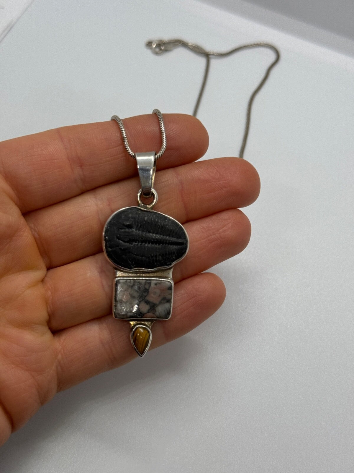 925 Sterling Silver Agate Necklace