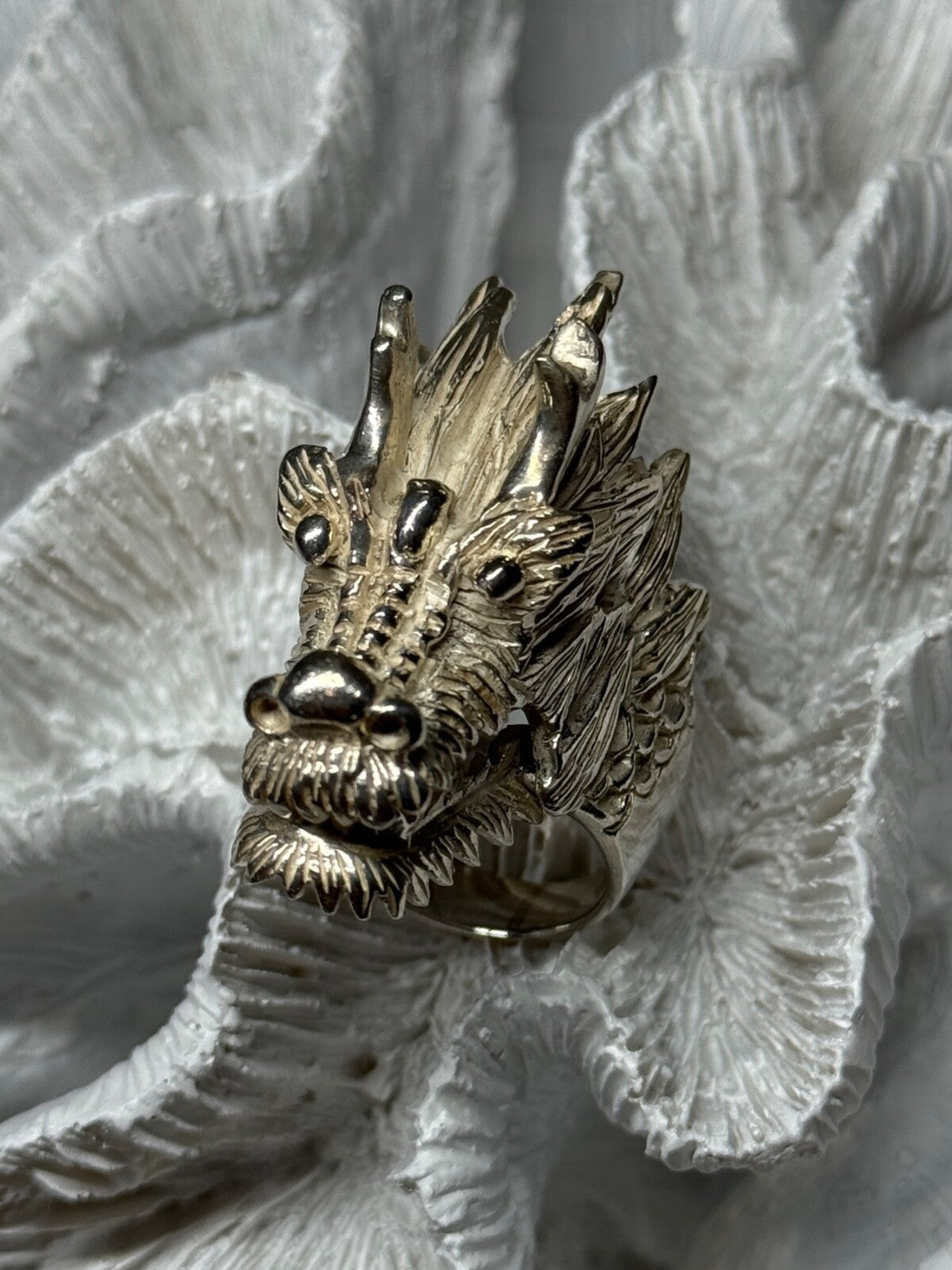 925 Sterling Silver Dragon Ring Size 11