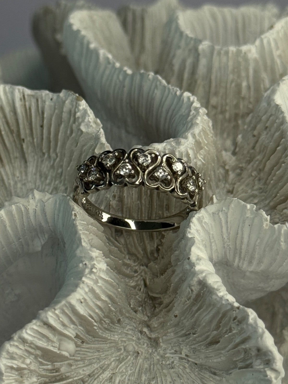 Bbj 925 Sterling Silver White Topaz Heart Ring Size 7