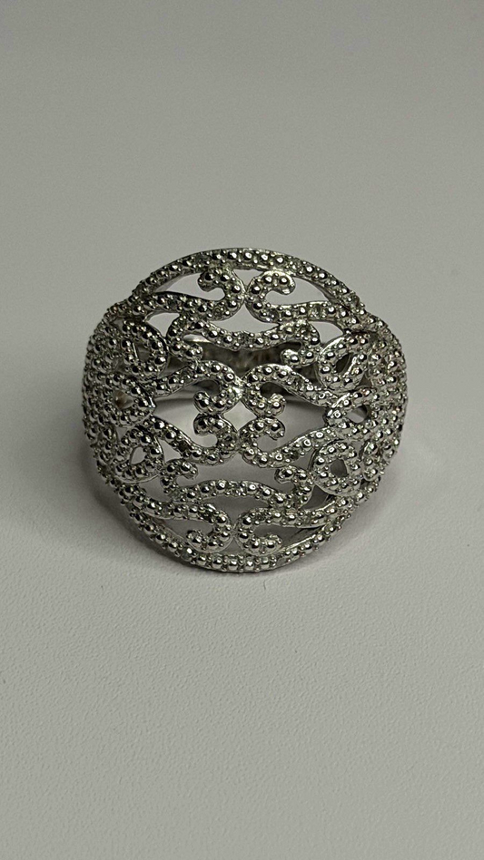 Elegant 925 Sterling Silver Diamonds Ring Size 9