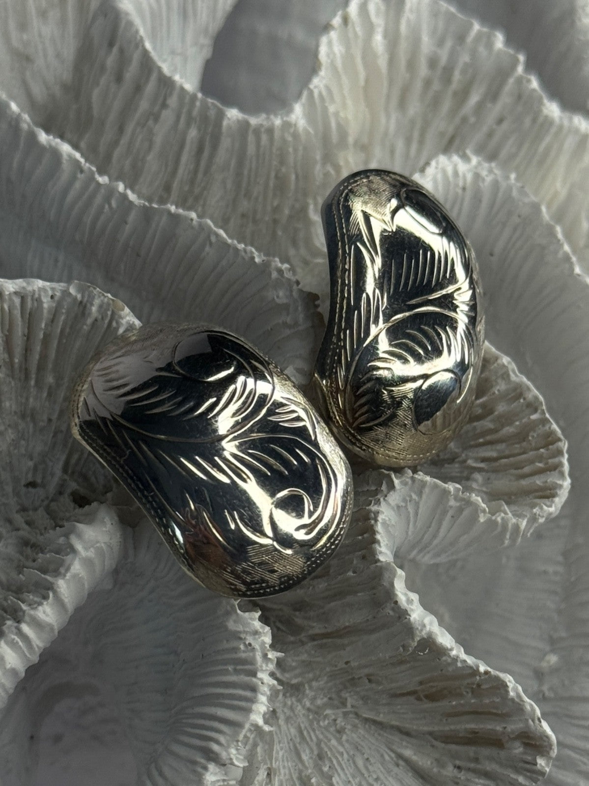 Vintage Esthetic 925 Sterling Silver Clip On Earrings Length 1.20 Inch