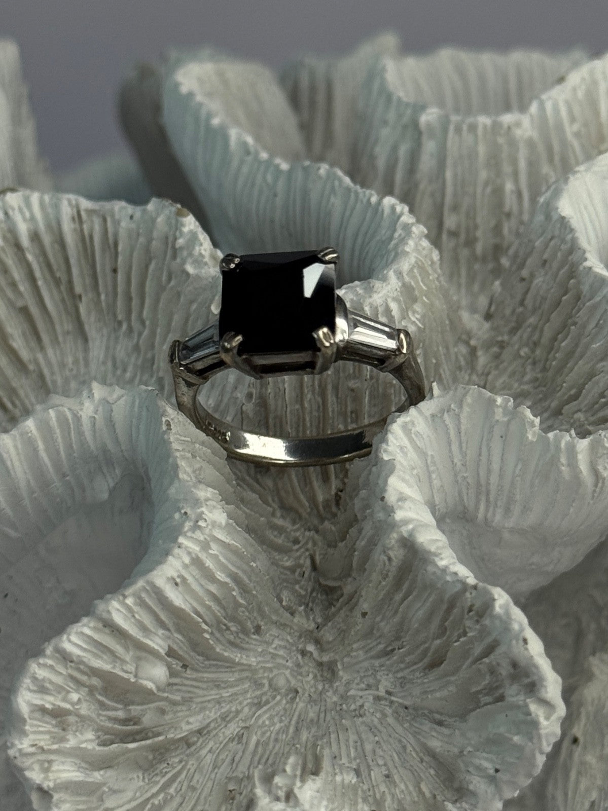 925 Sterling Silver Black Onyx & Beryl Ring Size 7