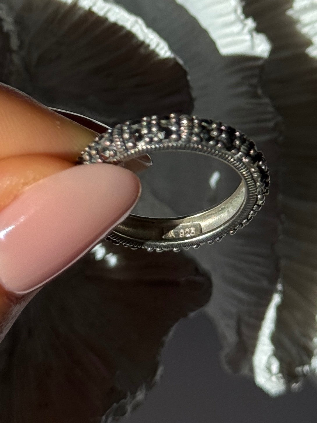 925 Sterling Silver Marcasite Band Ring Size 8