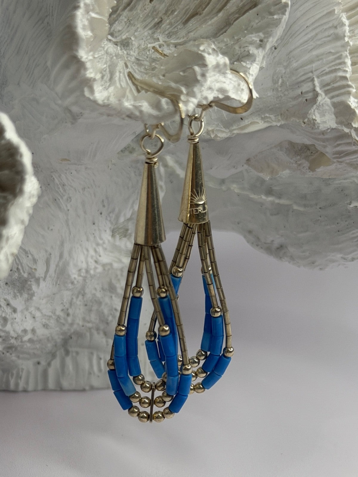 Native American 925 Sterling Silver Blue Lapis Earrings