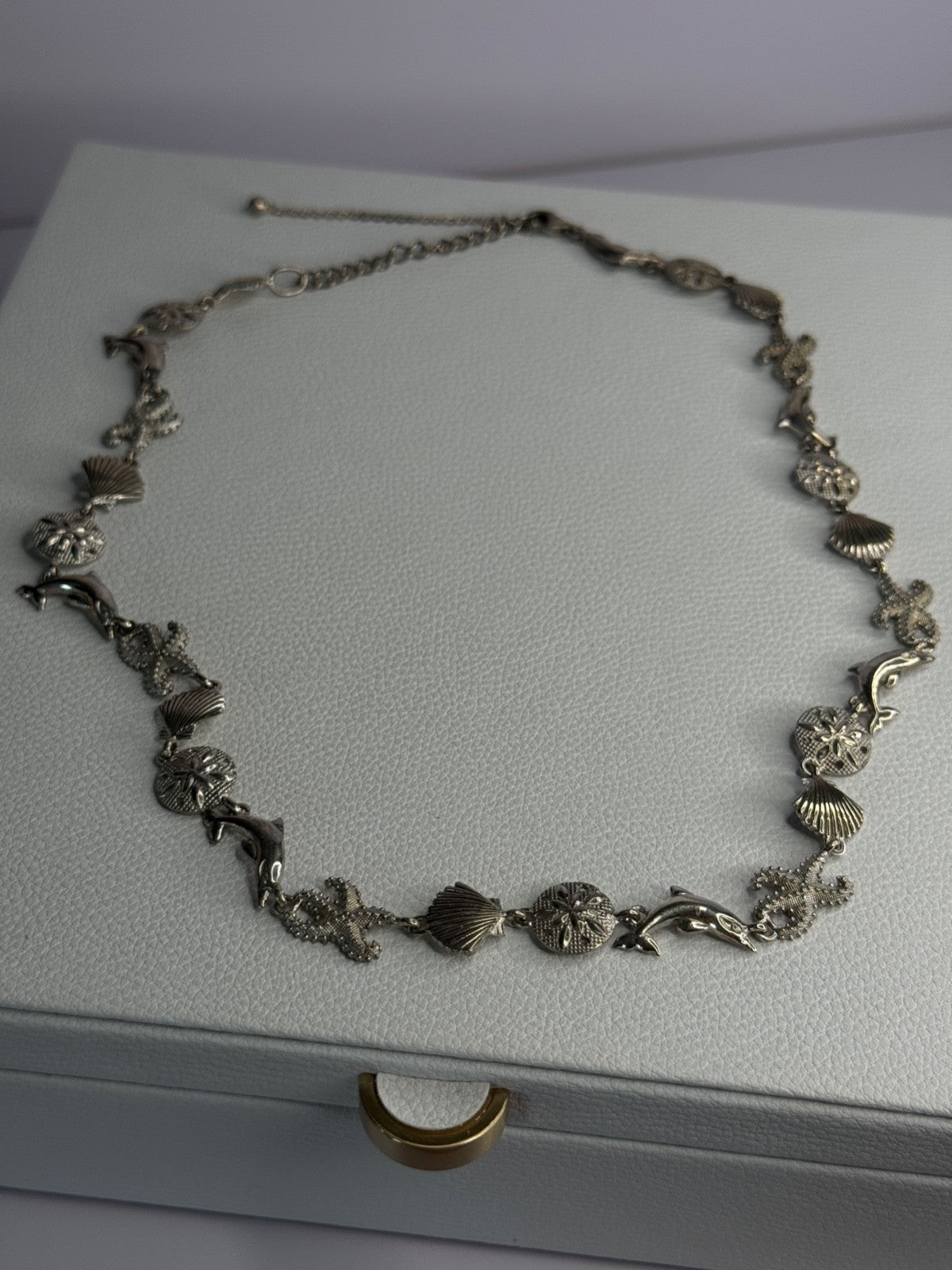 925 Sterling Silver Ocean Style Necklace Length 21/ 19 Inch