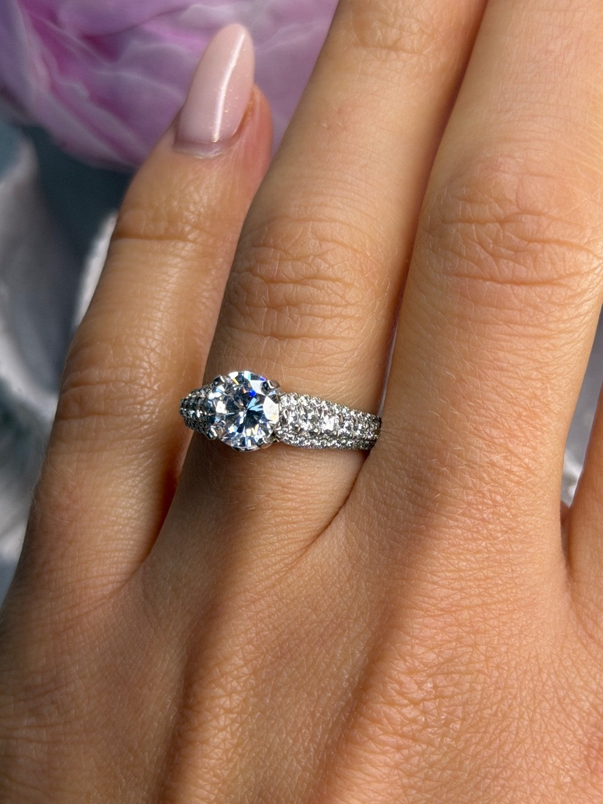 GOC 925 Sterling Silver tcw 1.60 Cz Ring Size 7