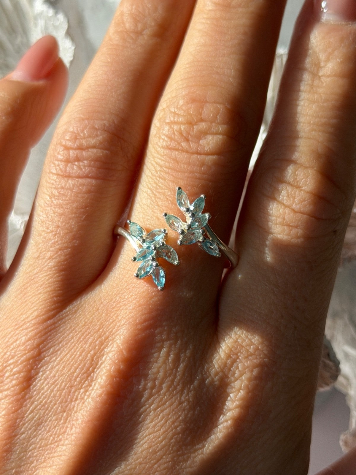 925 Sterling Silver Blue Topaz Ring Size 11 Adjustable Design