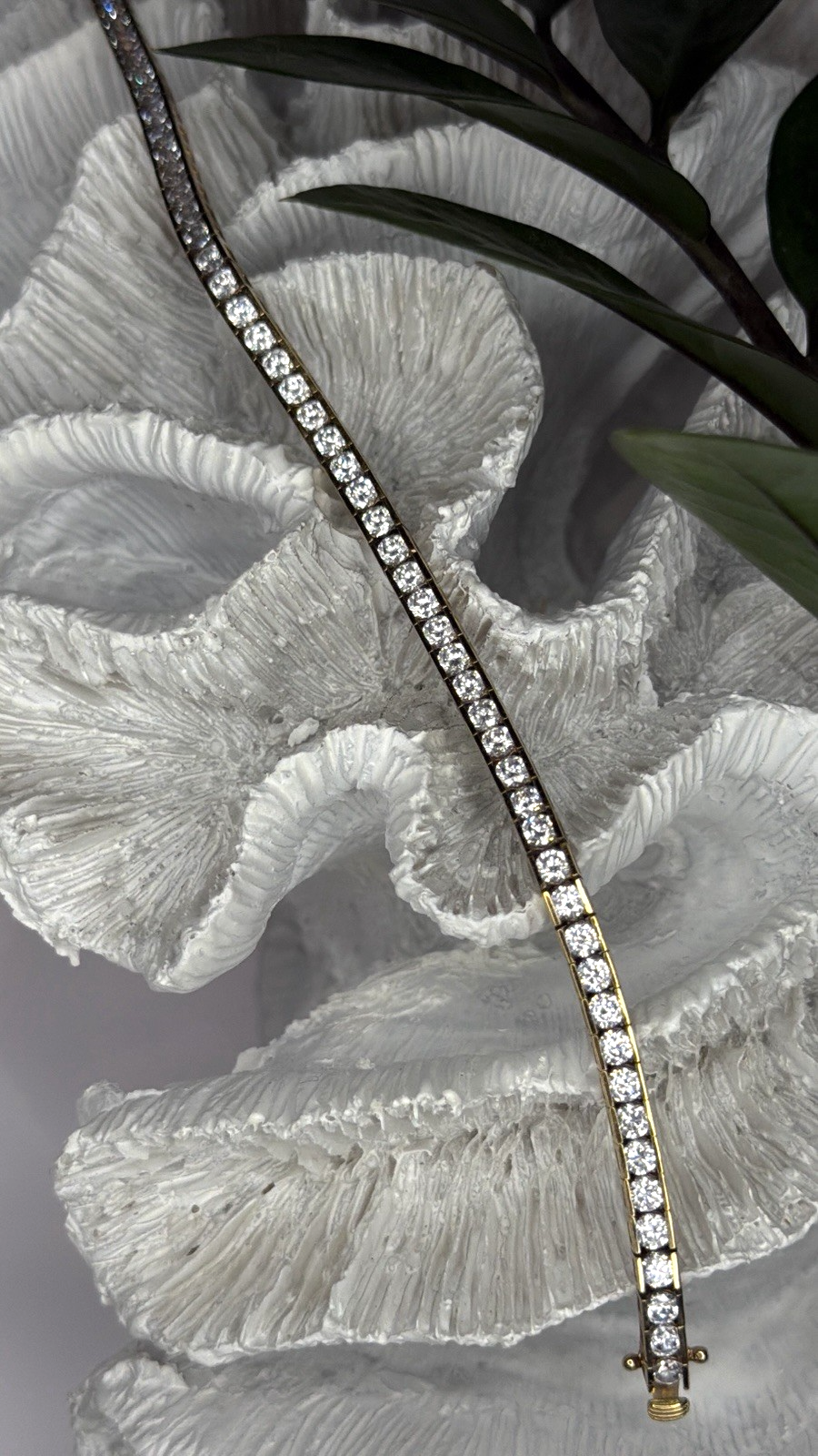 Shiny 925 Sterling Silver Gold Plated Cz Bracelet 7.5