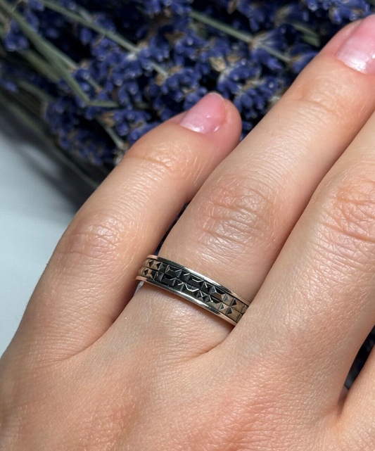 925 Sterling Silver Marcasite Ring Size 6