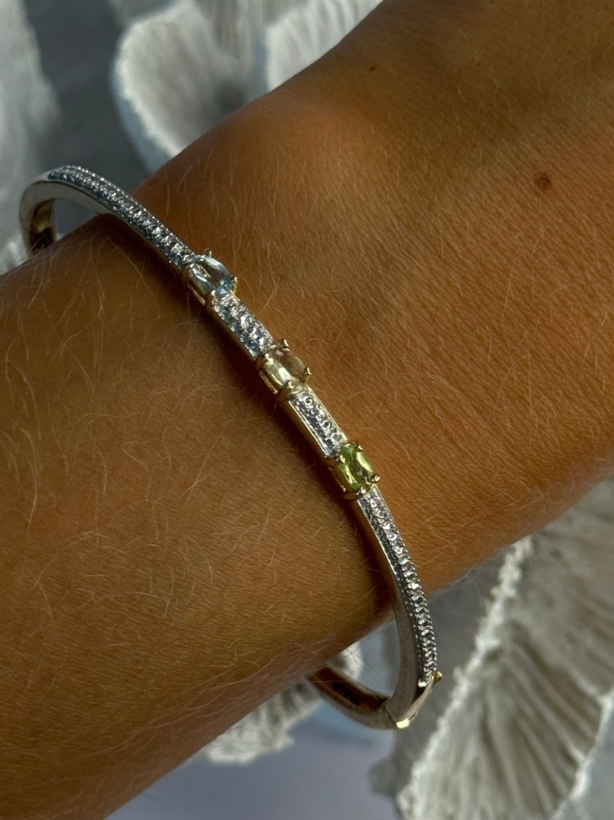 925 Sterling Silver Gold Plated Topaz Citrine Peridot Bracelet