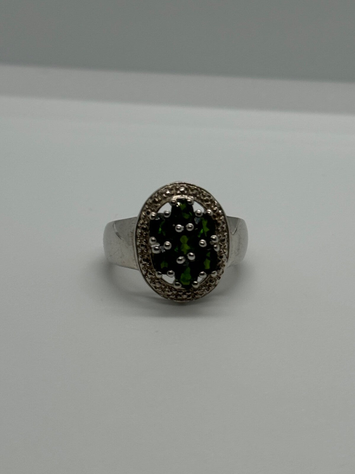 925 Sterling Silver Emerald Ring Size 6