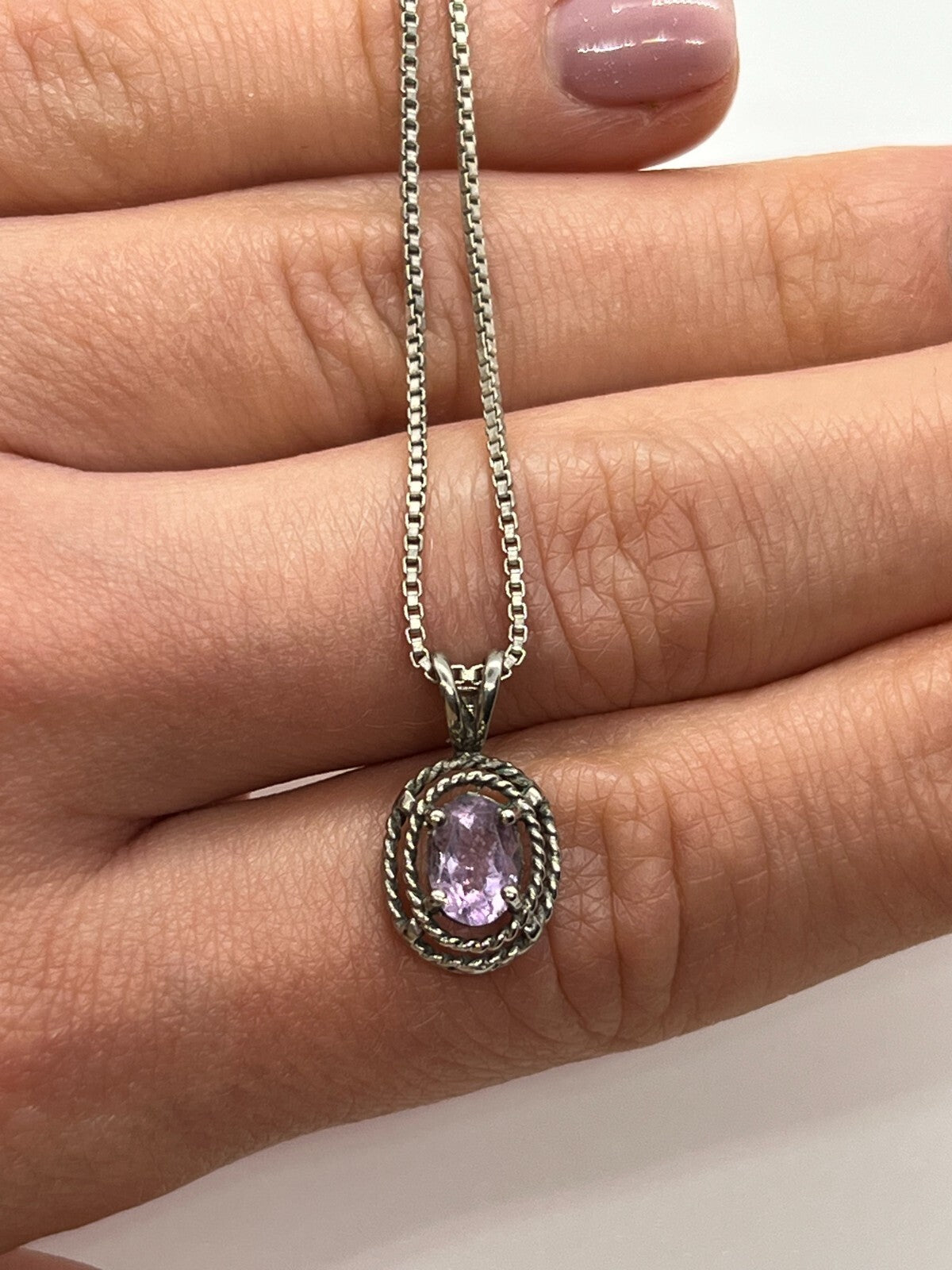 925 Sterling Silver  Amethyst Necklace Pendant