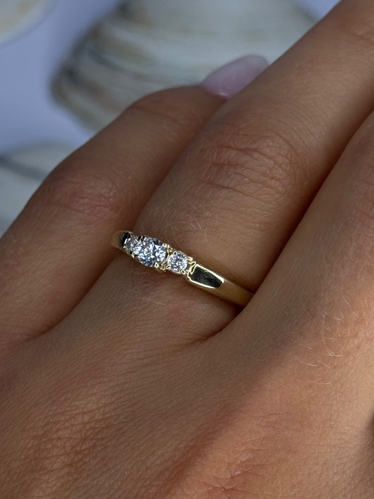 14K Yellow Gold Diamond 0.36 Carat Total Weight Ring Size 7