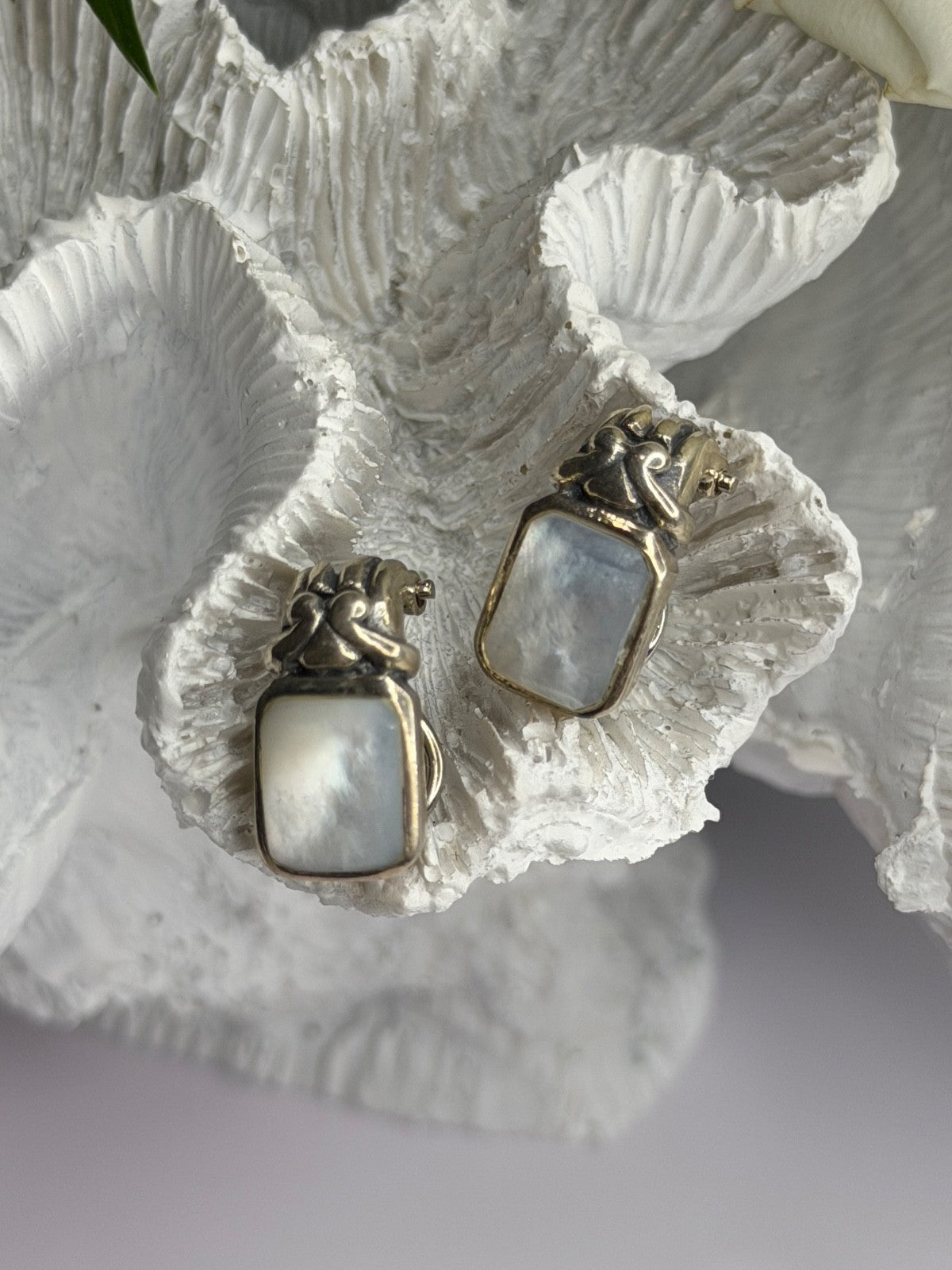 Vintage 925 Sterling Silver Abalone Earrings