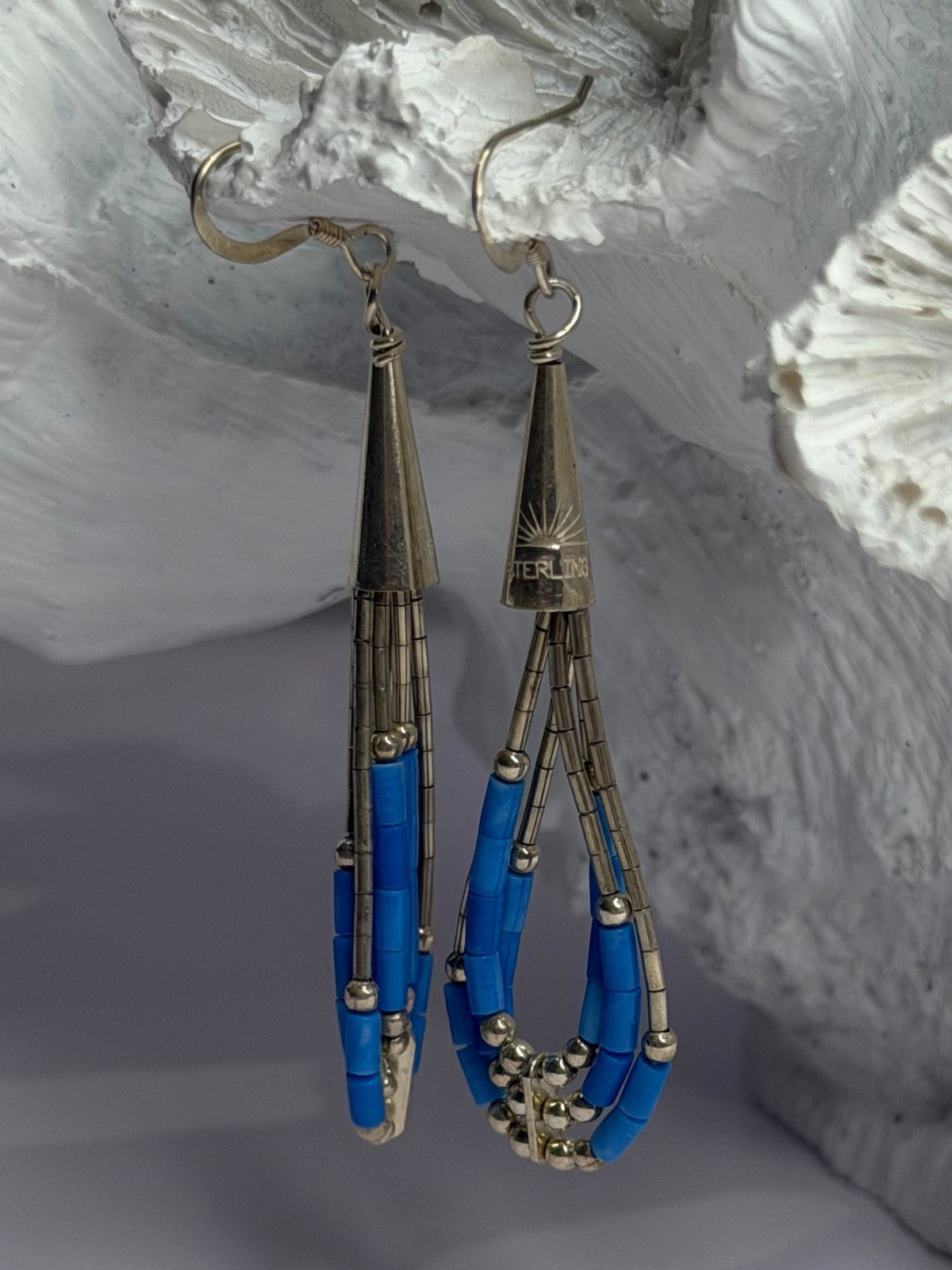 Native American 925 Sterling Silver Blue Lapis Earrings