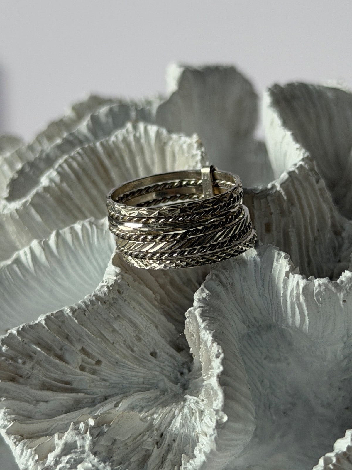 925 Sterling Silver Seven Rings Size 8.5