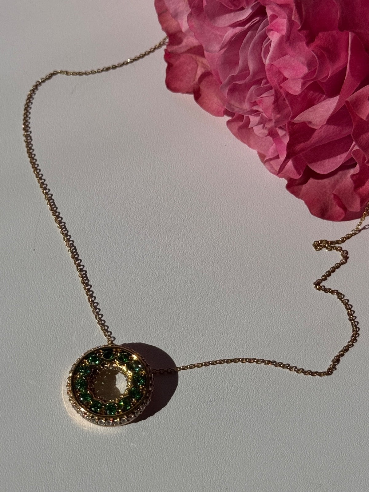 925 Sterling Silver Gold Plated Cz Necklace Length 16/18 Inch