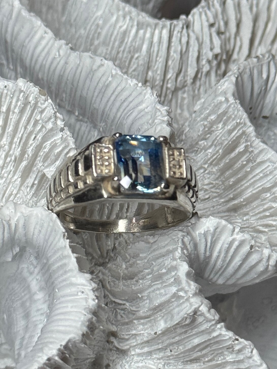 925 Sterling Silver Spinel Men'S Ring Size 8.5