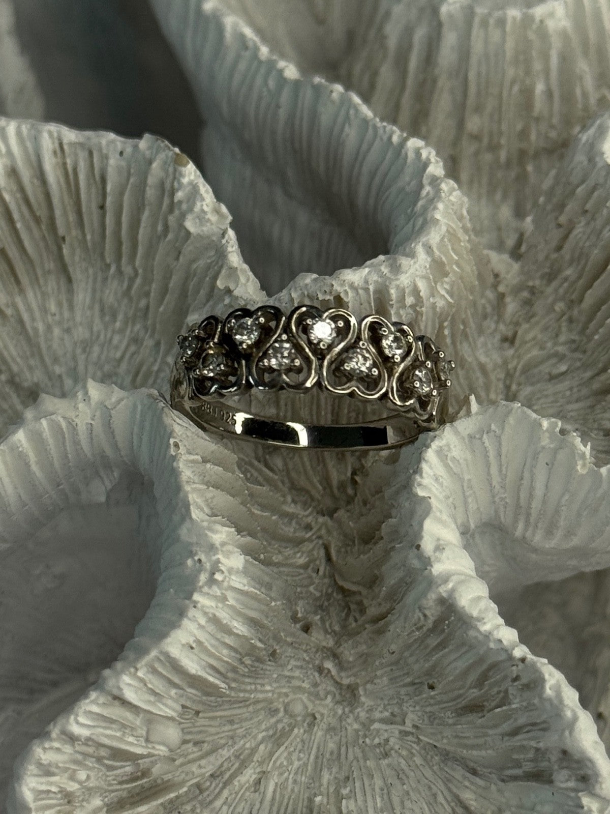 Bbj 925 Sterling Silver White Topaz Heart Ring Size 7