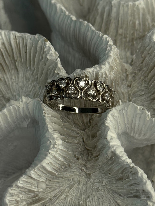Bbj 925 Sterling Silver White Topaz Heart Ring Size 7