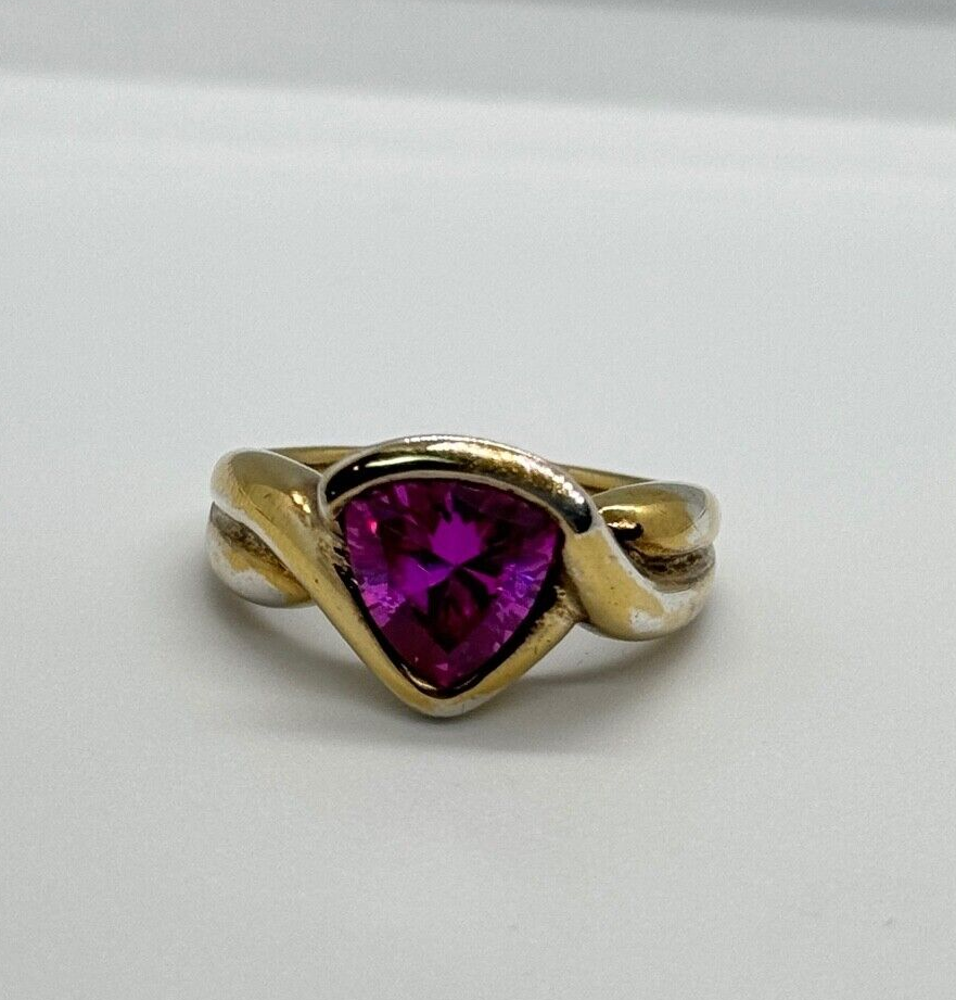 925 Sterling Silver Pink Topaz Ring Size 9