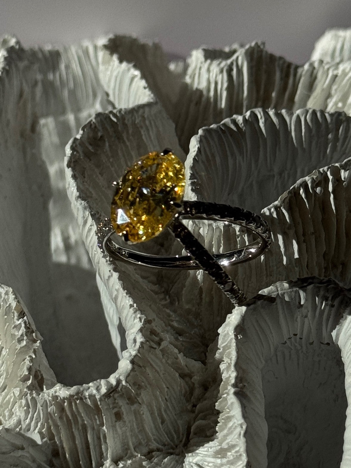 Shiny 925 Sterling Silver Citrine & Beryl Ring Size 10