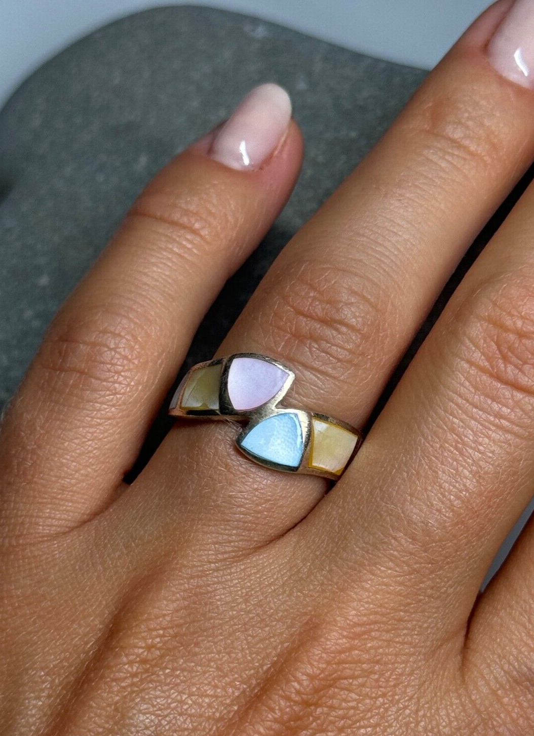 925 Sterling Silver Abalone Ring Size 7