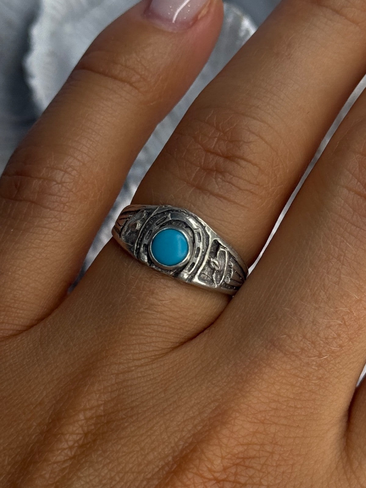 Vintage 925 Sterling Silver Turquoise Ring Size 7