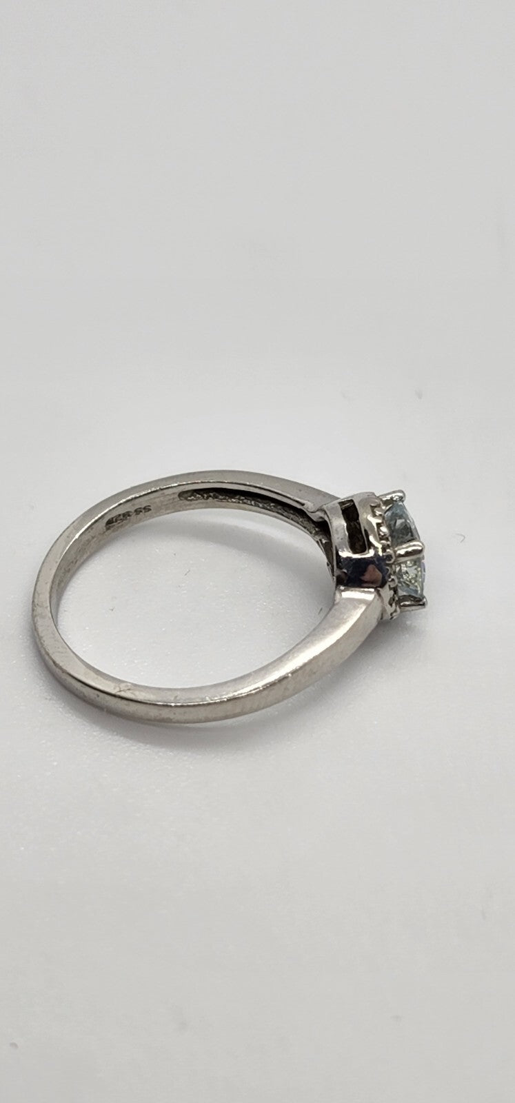 925 Sterling Silver Aquamarine Ring Size 6.5