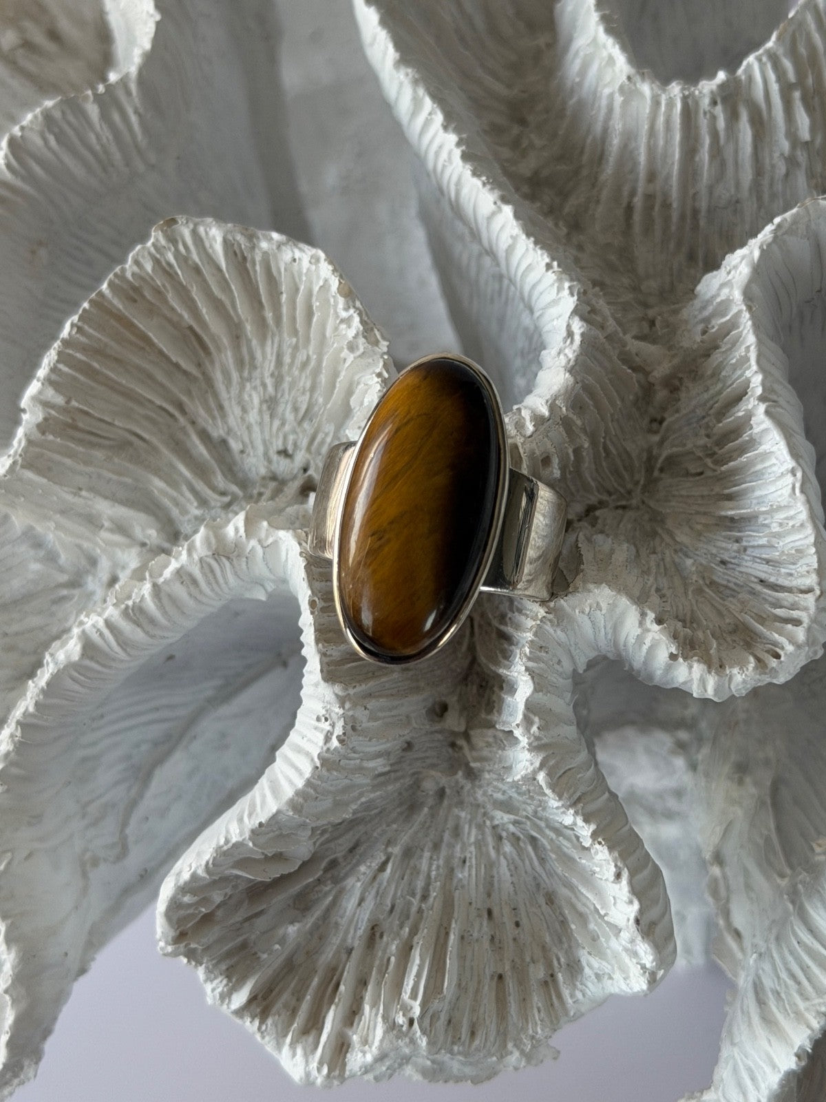 925 Sterling Silver Tigers Eye Ring Size 7