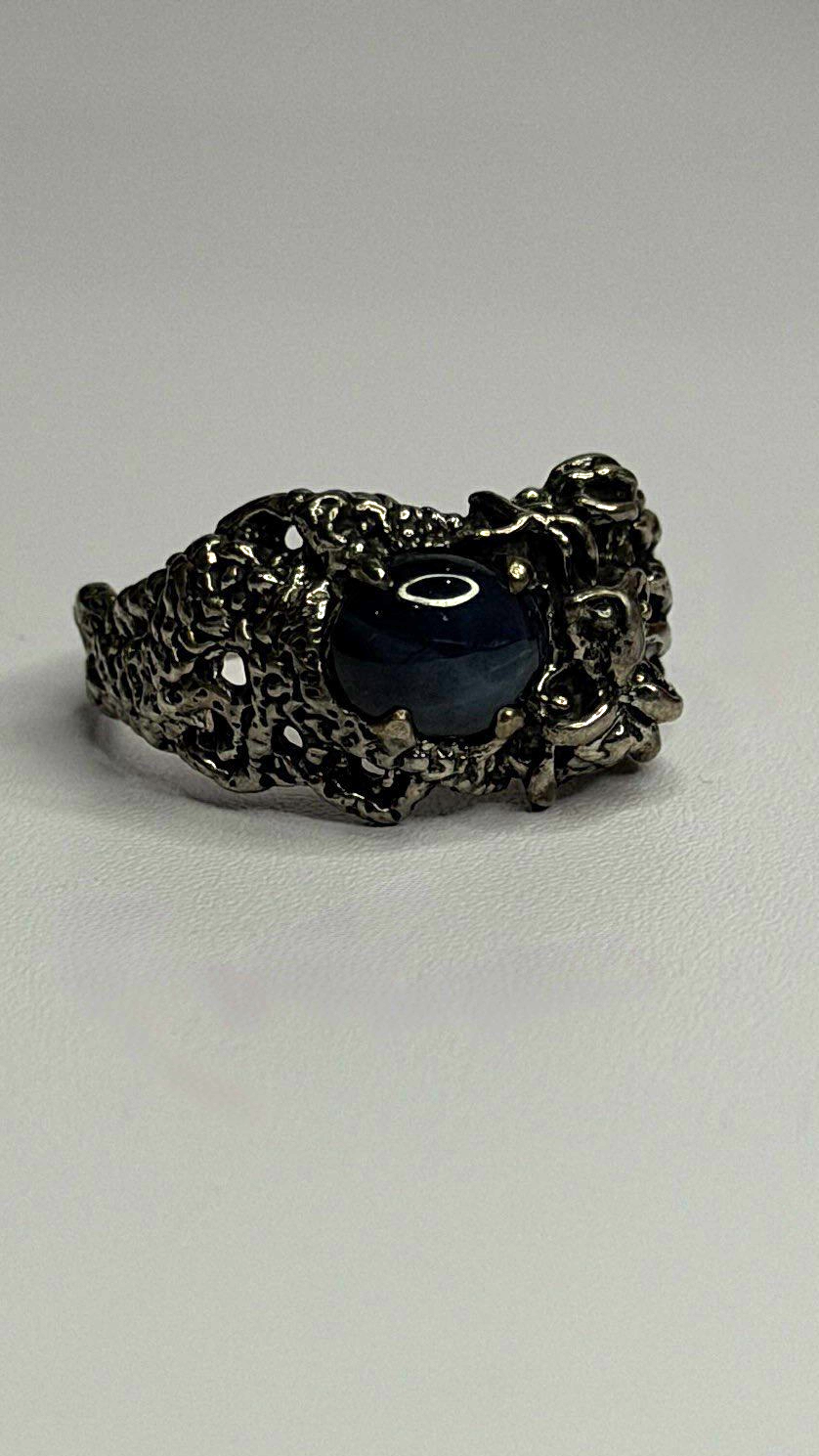 Handcrafted 925 Sterling Silver Blue Pietersite Stone Ring Size 9