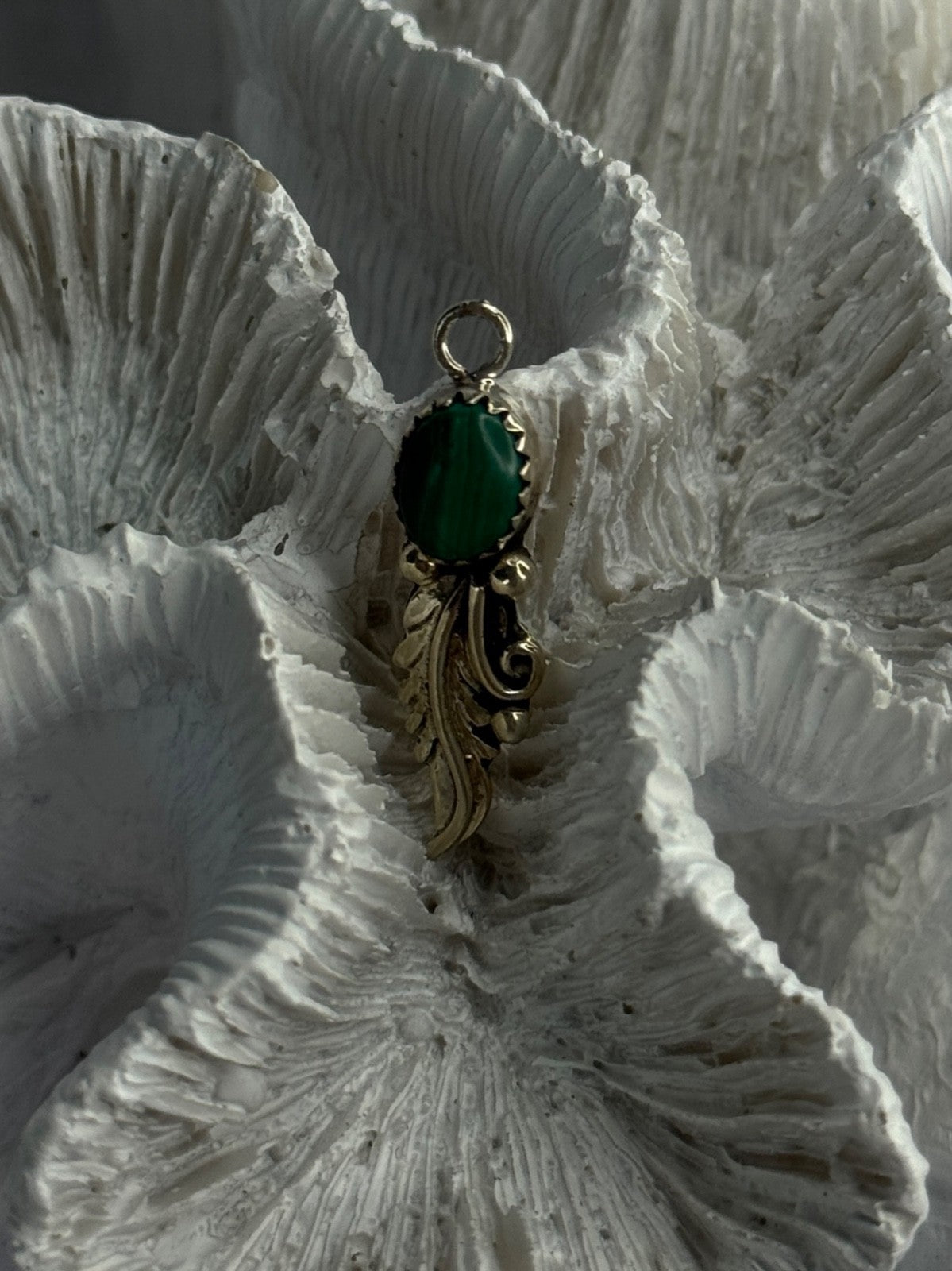 925 Sterling Silver Malachite Pendant Length 1.15 Inch