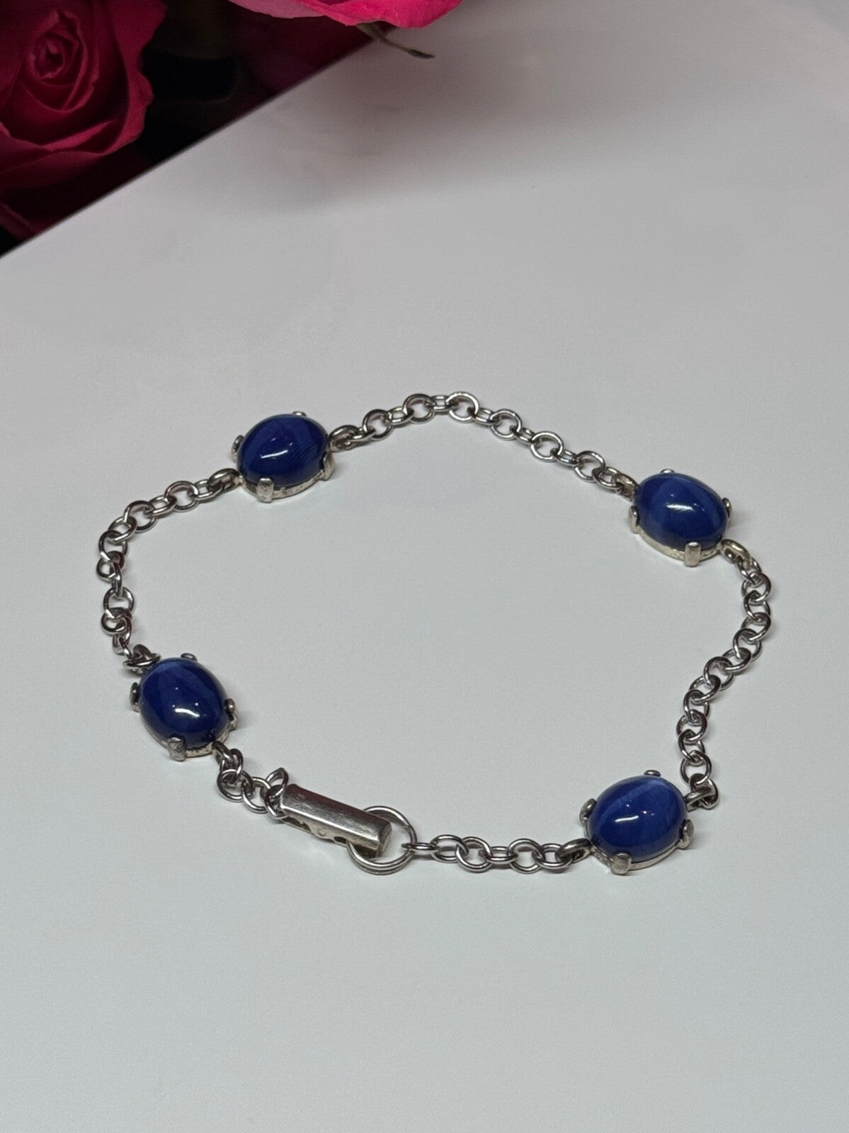925 Sterling Silver Star Sapphire Bracelet Length 7.5