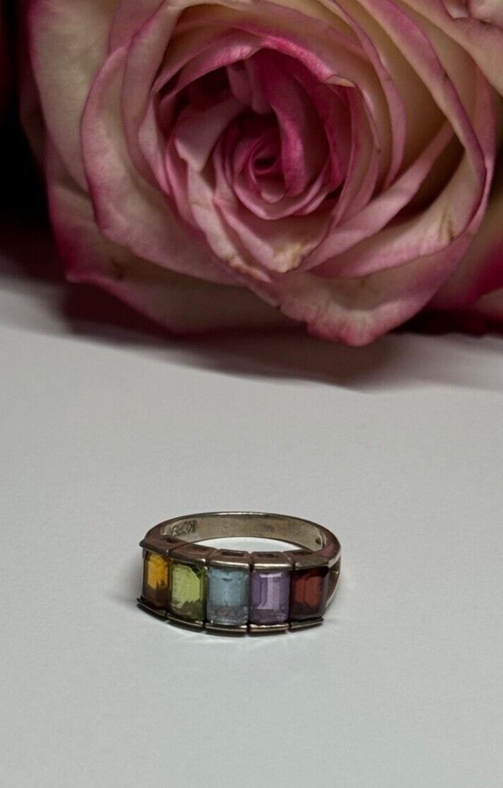925 Sterling Silver Tourmaline Ring Size 5.5