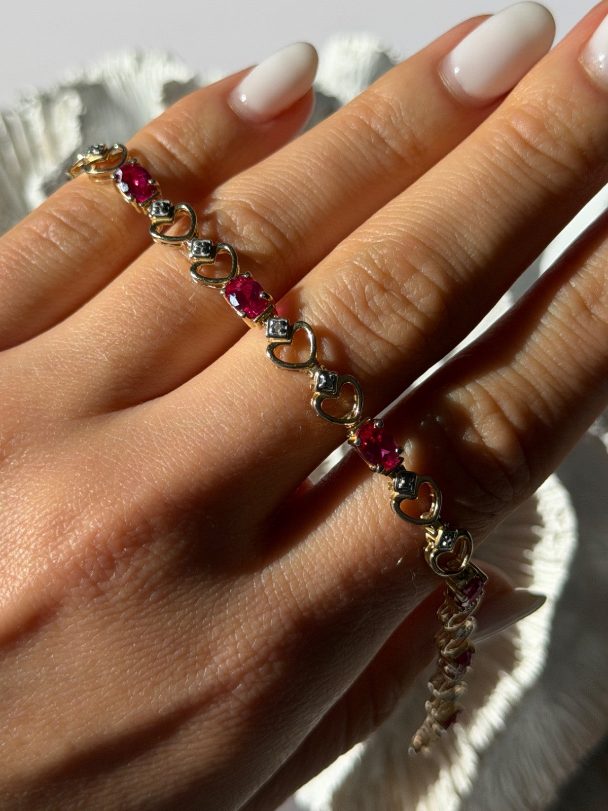 925 Sterling Silver Gold Plated Pink Topaz Bracelet