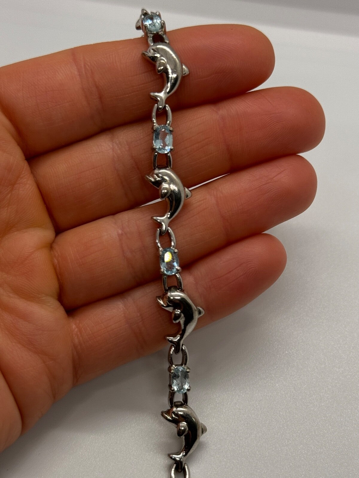 925 Sterling Silver Topaz Dolphin Bracelet