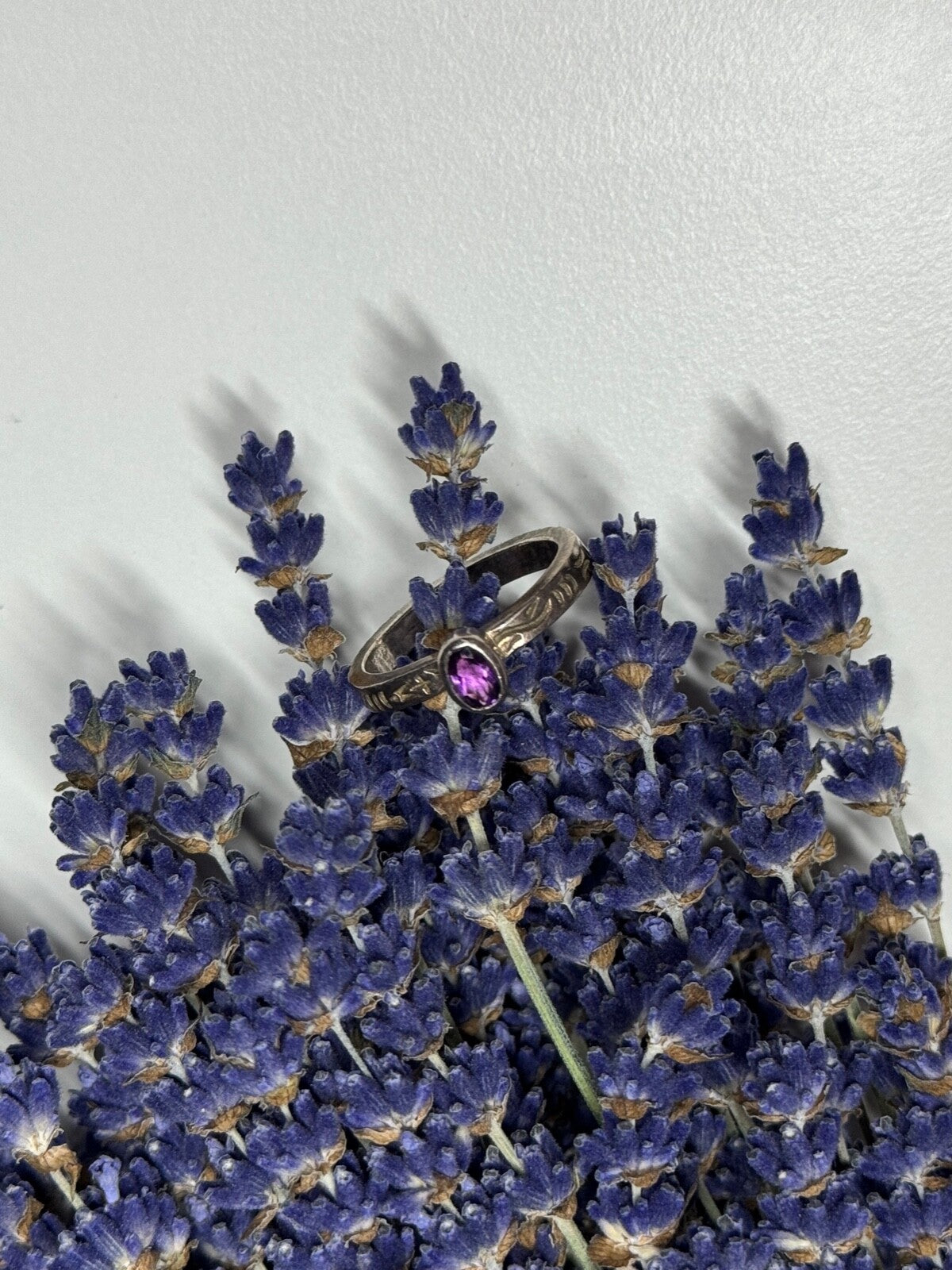 925 Sterling Silver Amethyst Ring Size 6