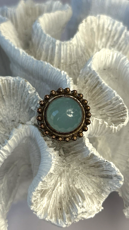Vintage 925 Sterling Silver Sky Blue Chalcedony Ring Size 5.5