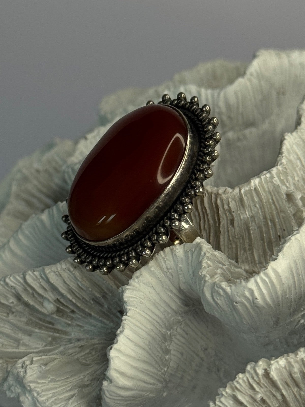 Vintage 925 Sterling Silver Carnelian Ring Size 6
