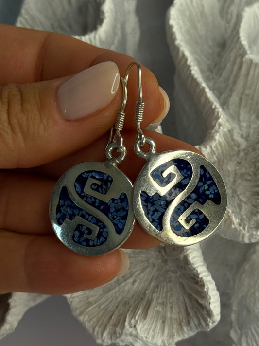 Vintage 925 Sterling Silver Turquoise Earrings Length 1.70 Inch