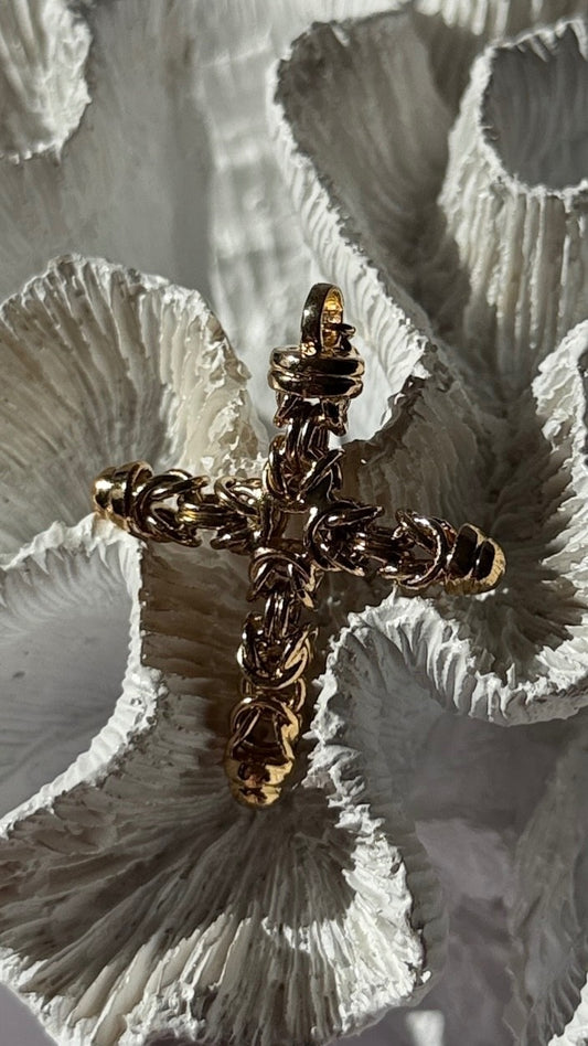 Italy 925 Sterling Silver Gold Plated Cross Pendant