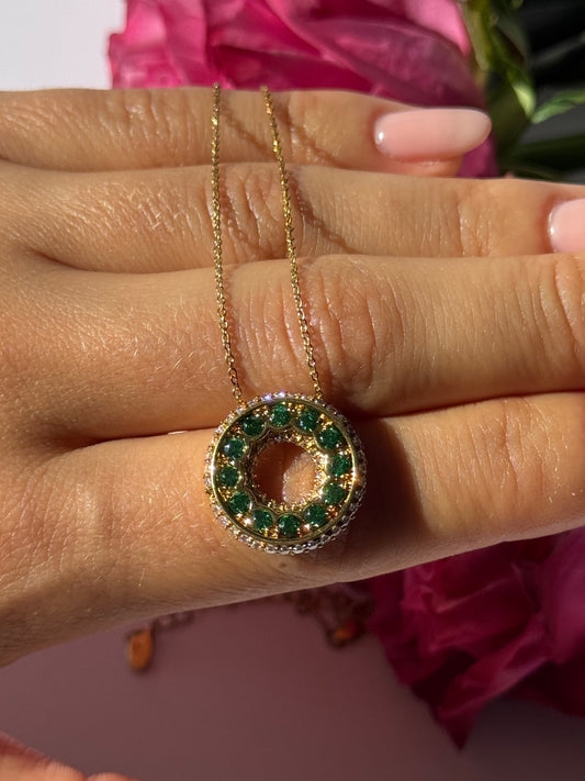 925 Sterling Silver Gold Plated Cz Necklace Length 16/18 Inch