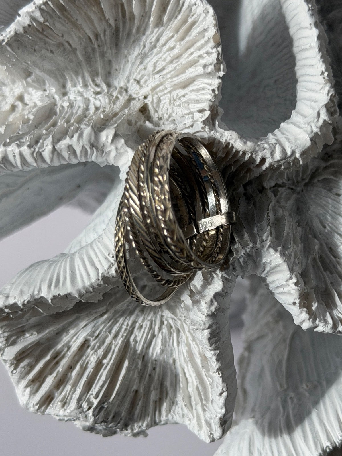 925 Sterling Silver Seven Rings Size 8.5