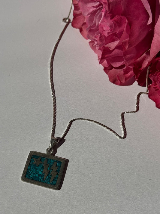 925 Sterling Silver Turquoise Necklace Length 21 Inch
