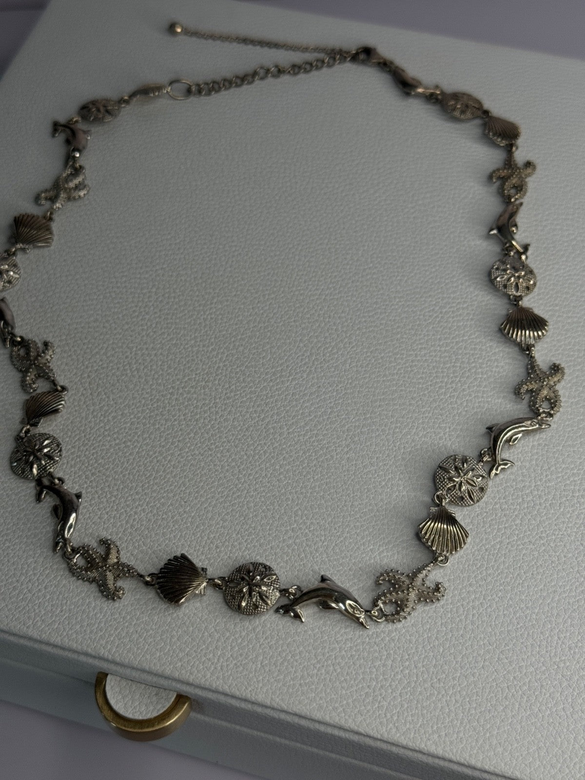 925 Sterling Silver Ocean Style Necklace Length 21/ 19 Inch