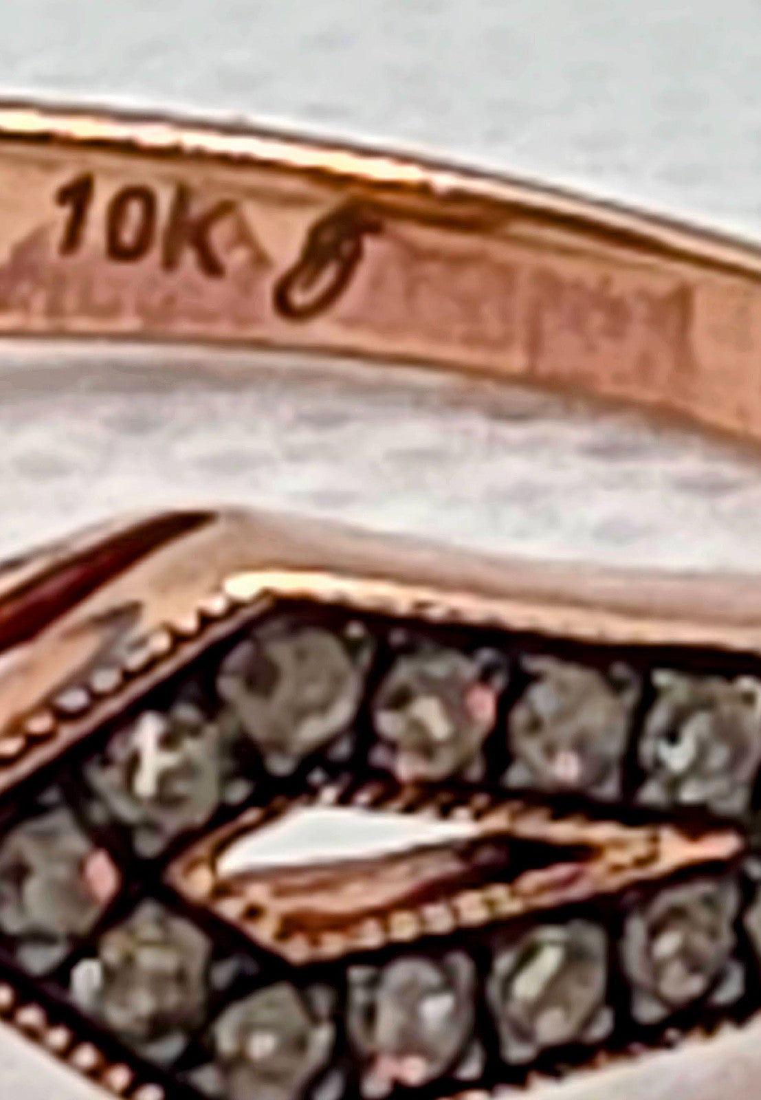 10K Rose Gold 0.5 Carat Clear & Teal Blue Dimond Ring Size 6