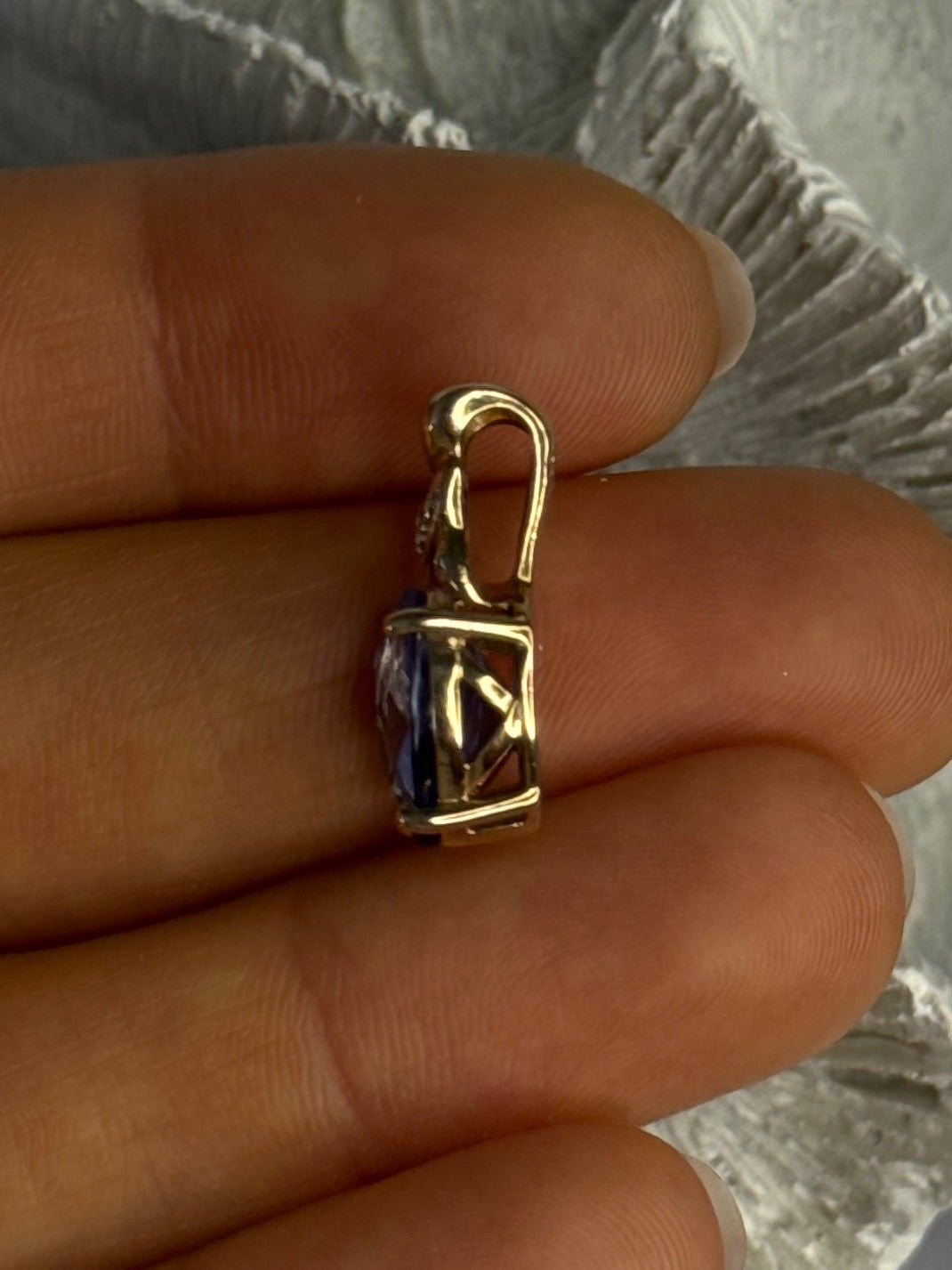 925 Sterling Silver Gold Plated Tanzanite Pendant Length 0.80 Inch