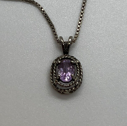 925 Sterling Silver  Amethyst Necklace Pendant