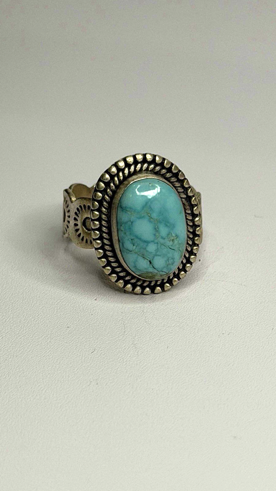 Adjustable Vintage 925 Sterling Silver Blue Turquoise Ring